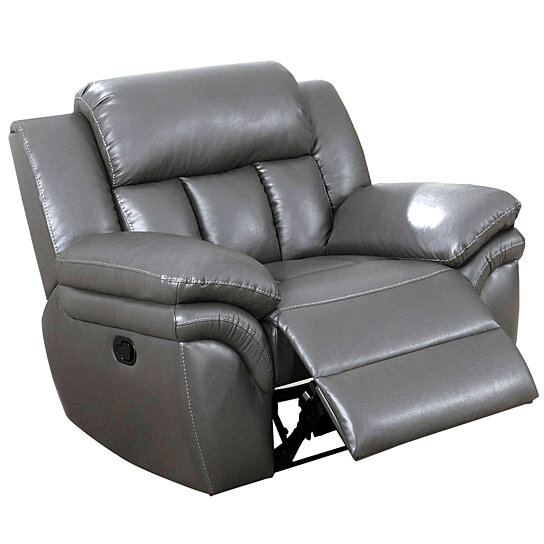 Saltoro Sherpi Leatherette Manual Recliner with Pillow Top Arms,
